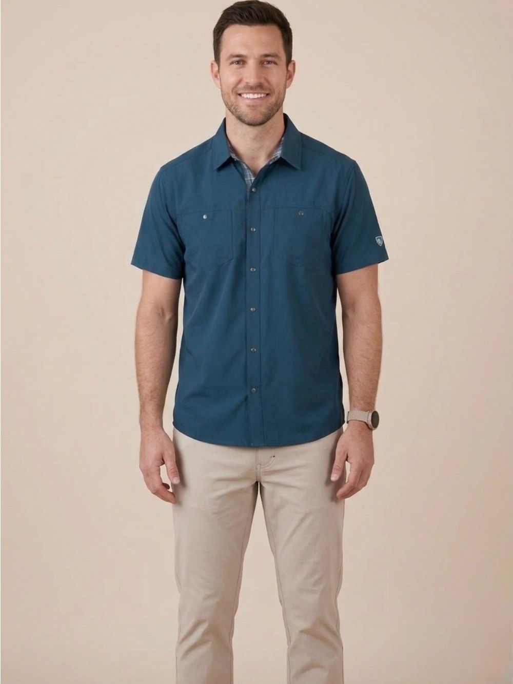 KÜHL Stealth Short Sleeve Performance Hiking Shirt, Pirate Blue, Size M